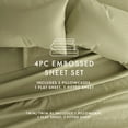 thumbnail image 4 of Noble Linens 4 Piece Striped Embossed Bed Sheet Set , Sage, 4 of 11
