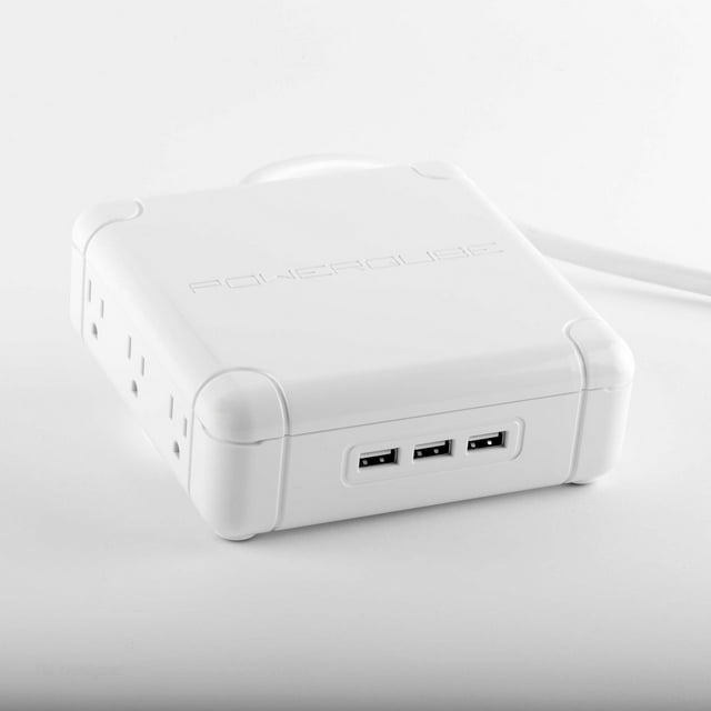 RV Designer USB Outlet M560 Powerqube; 3 USB And 6 AC Ports; 2 Amp; 5-1/2 Inch x 5-1/2 Inch x 2 Inch; Single