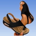 thumbnail image 5 of Womens Wedge Sandals Leather Women's Fashionable Casual Plus-Size Wedge Heel Height-Increasing Shoes Spring/Summer Style Trendy And Comfortable Beach Sandals Black 37, 5 of 7