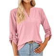 thumbnail image 1 of Pompotops T-shirt Mode Femme Col en V Manches Longues Ample en Solde, 1 of 7