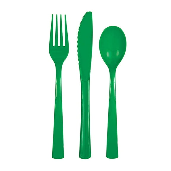 Unique Industries 39494 NEW Emerald Green Plastic Silverware Set for 6 Guests (18 Pieces)