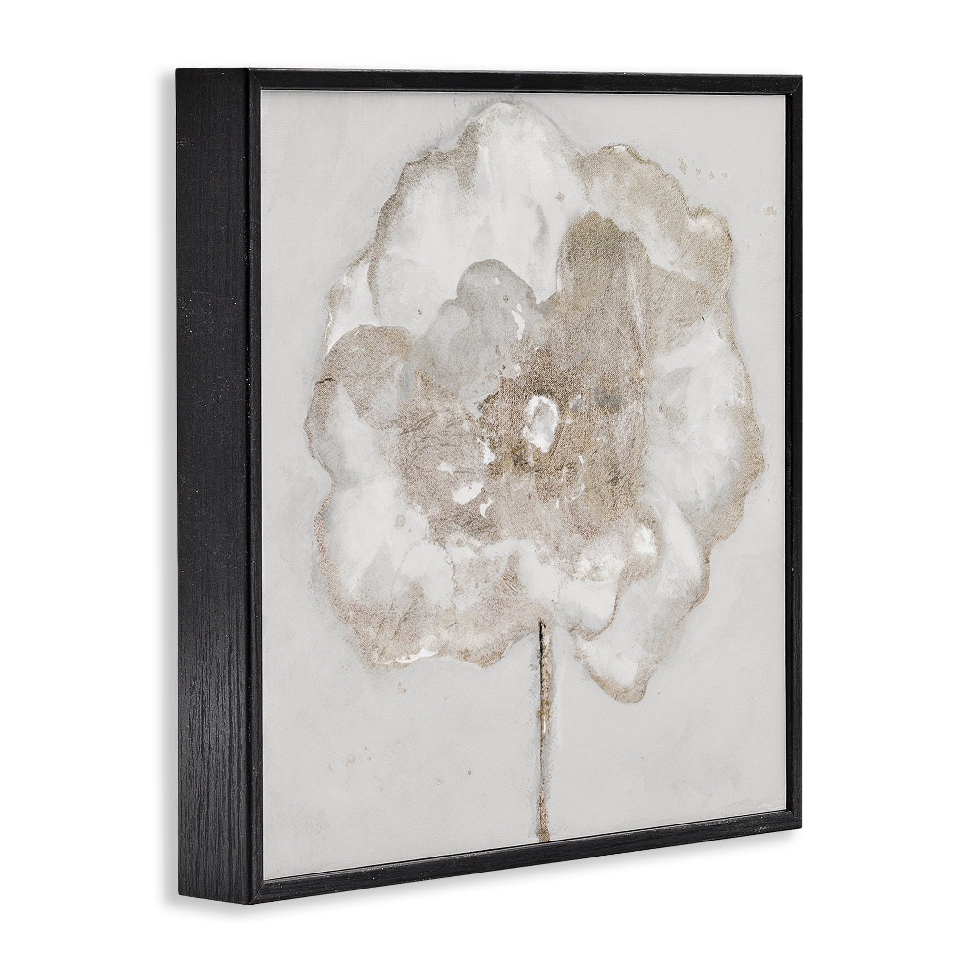 Stupell Industries Gilded Flower Blossoms Botanical & Floral Painting Black Framed Art Print Wall Art, 17 x 17