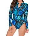 thumbnail image 2 of Gubotare Womens Solid One Piece Swimsuit Sequin Graphic Swimwear Bow Ruffled Conjoined Bathing Suit,Blue 2XL, 2 of 5