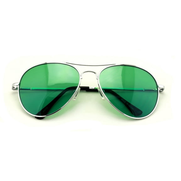 Colorful Silver Metal Aviator With Color Lens Sunglasses - 100% UVA and UVB protection