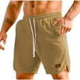 thumbnail image 2 of Puntoco Beach Shorts Pants,Men'S Washing Wrinkled Pockets, Elastic Waist Shorts, Straight Leg Shorts, Sports Pants, and Cropped Pants Khaki 8(L), 2 of 6