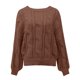 thumbnail image 5 of Gibobby Suéter de Cuello Redondo para Mujer, Suéter de cachemira 100 % lana sólida para mujer, cuello redondo, para otoño e invierno(Marrón,CH), 5 of 5
