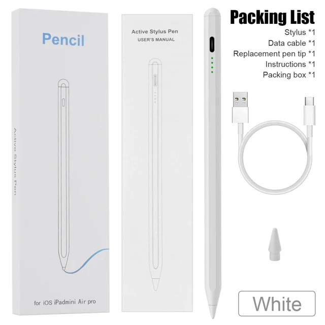 DEBGFS 1st 2nd Generation Pencil Pen Stylus For Apple iPad 6th 7th 8th 9th 10th Gen Pro,White