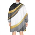 thumbnail image 2 of Black White Gold Wave Marble Wearable Oversized Blanket,Wearable Blanket Hoodie for Adults,Cozy Hooded Blankets with Super Pockets,Super Warm Fuzzy Pullover for Women & Men, 2 of 6