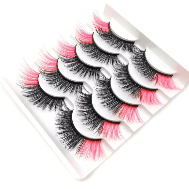 Boc 5 Pairs False Eyelash Charming Curly Waterproof Thin Long Wispy Natural False Lashes for Female