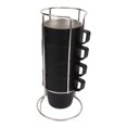 thumbnail image 4 of Stackable Coffee Cup, Double Layer Camping Cups Set 4PCS  For Beverage Silver,Black, 4 of 8