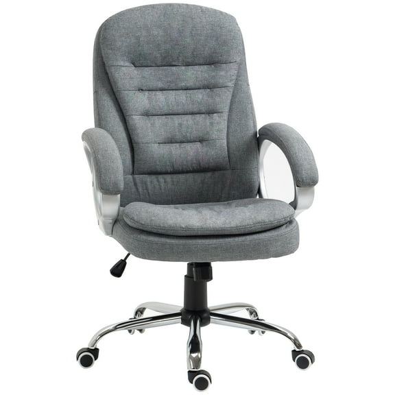 Office Chairs High Back Home Office Chair Executive Computer Chair with Adjustable Height, Upholstered Thick Padding Headrest and Armrest - Grey,Ergonomic Office Chairs