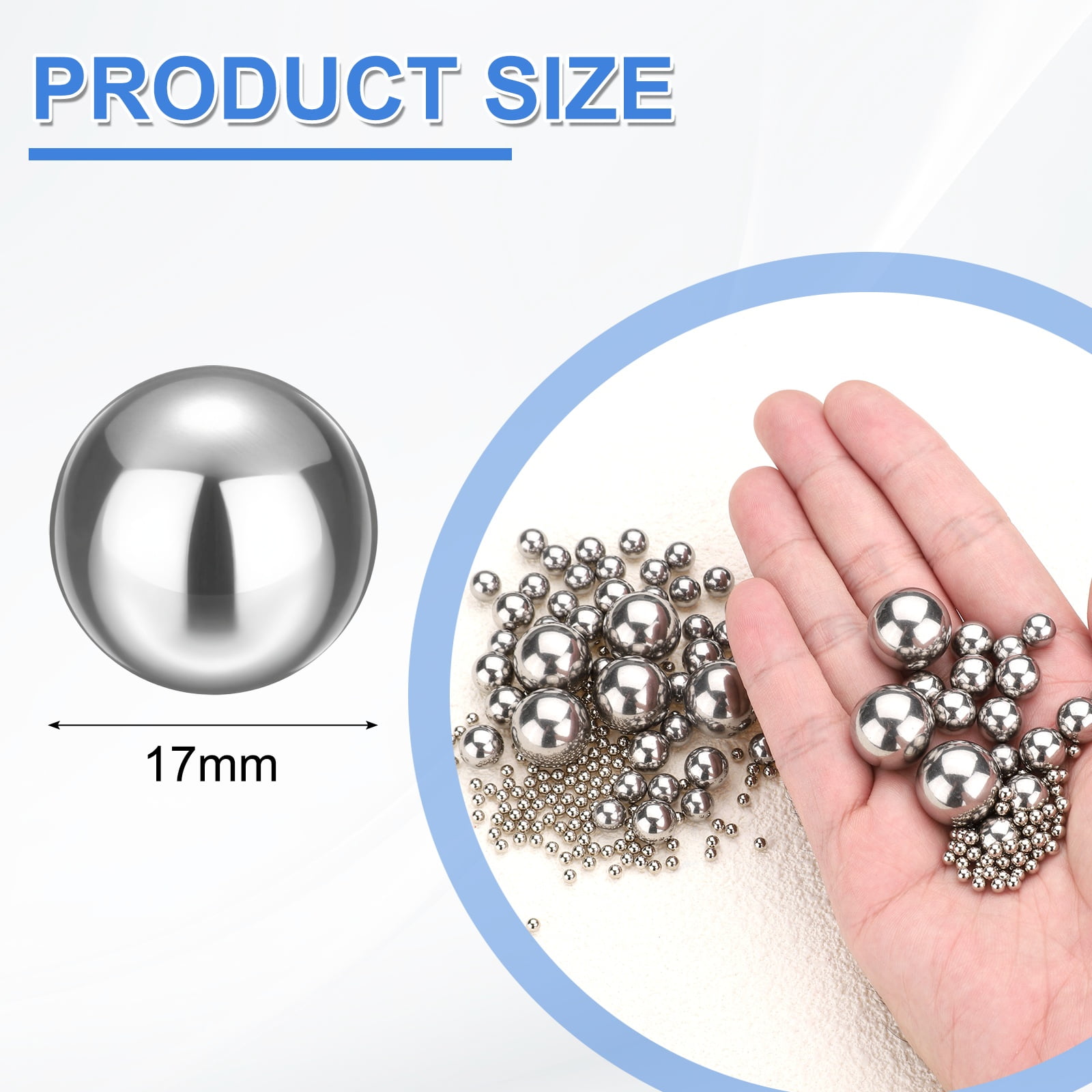 20Pack 17mm Bearing Balls, Solid Carbon Steel G1000 Precision Balls for Bearings Bicycles Casters Automotive Part and DIY (Mirror Polished)