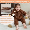 thumbnail image 6 of Sewkxo Toddlers Bear Costume Cosplay Rompers Flannel Fuzzy Fall Winter Hooded Jumpsuits,Brown 100, 6 of 6