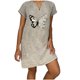 thumbnail image 1 of Vestido de cáñamo de bambú con estampado de cobertura suelta y cuello en V retro vintage de manga corta para mujer Fridja  qw6039, 1 of 6