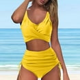 thumbnail image 2 of Tungbrin High Waisted Bikini Sets for Women 2 Piece Cross Front Wirefree Padded Tankini Swim Suits with Side Drawstring Bikini, 2 of 5