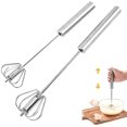 thumbnail image 1 of 2 batidores de huevos, batidor semiautomático multifuncional de acero inoxidable, batidor de leche, batidor giratorio para utensilios de cocina (12 pulgadas + 10 pulgadas), 1 of 5