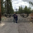thumbnail image 3 of Chery Industrial Steel Metal Outdoor Dual Swing Iron Gate, Vienna Style for Yard, Backyard Patio - 14'Deer, 3 of 6