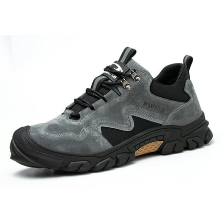 

OwnShoe Steel Toe Work Shoes for Men Women Leather Safety Shoes Industrial Sneakers Size 11 Men/12 Women