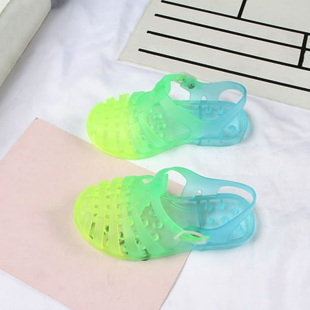 

VBXOAE Toddler Shoes Baby Boys Girls Cute Gradient Colors Hollow Out Non-slip Soft Sole Beach Roman Sandals