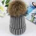 thumbnail image 2 of vnanda Ladies Hat for Head Circumference Cozy Oversized Knitted Hat Windproof Thickened Warm Brimless Elastic Fit Fuzzball Knitted Woolen Hat Warm for Ages, 2 of 8