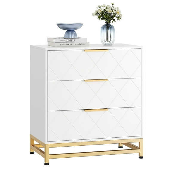 Zzistar Chest of Drawers, 3 Drawers Modern Nightstand, 60 x 40 x 73Cm Wood Dresser for Bedroom, Storage Organiser Unit