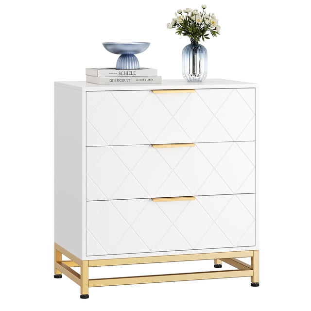 Cómoda de 3 Cajones para Recámara - Mueble Moderno con Almacenamiento, Blanco