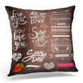 thumbnail image 1 of BSDHOME White Love Phrases Border Patterns and Symbols with Strawberry Fruit and Save The Date Pink Ribbon Throw Pillow Case Pillow Cover Sofa Home Decor 16x16 Inches, 1 of 1