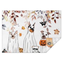 Halloween Dogs in Ghost Costumes Rectangle Tablecloth 60"x84",Waterproof Polyester Rectangle Table Cloth, Wipeable Spillproof Polyester Tablecloth for Dining, Camping, Indoor and Outdoor
