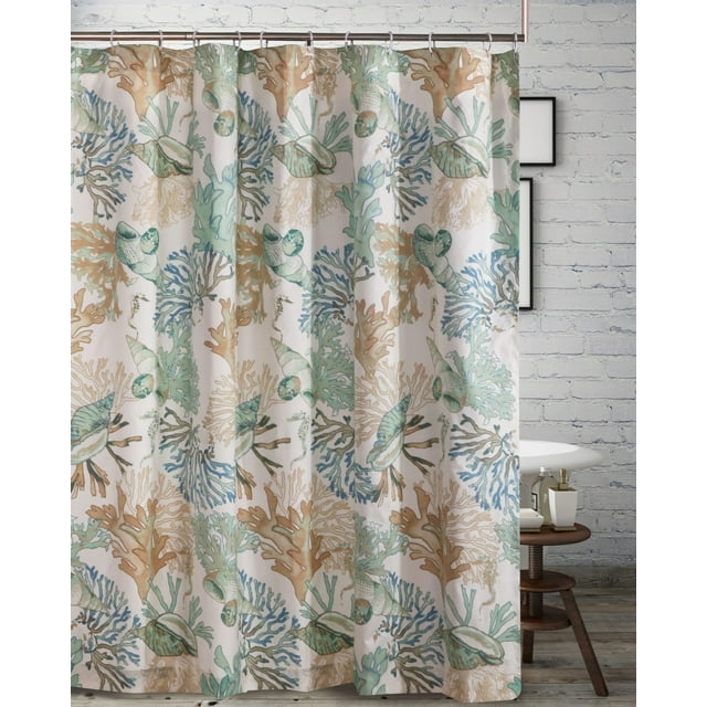 Greenland Home Fashions Cortina de ducha Sensations de tela, elegante decoración de baño, lavable a máquina, 72 x 72 pulgadas, Atlantis
