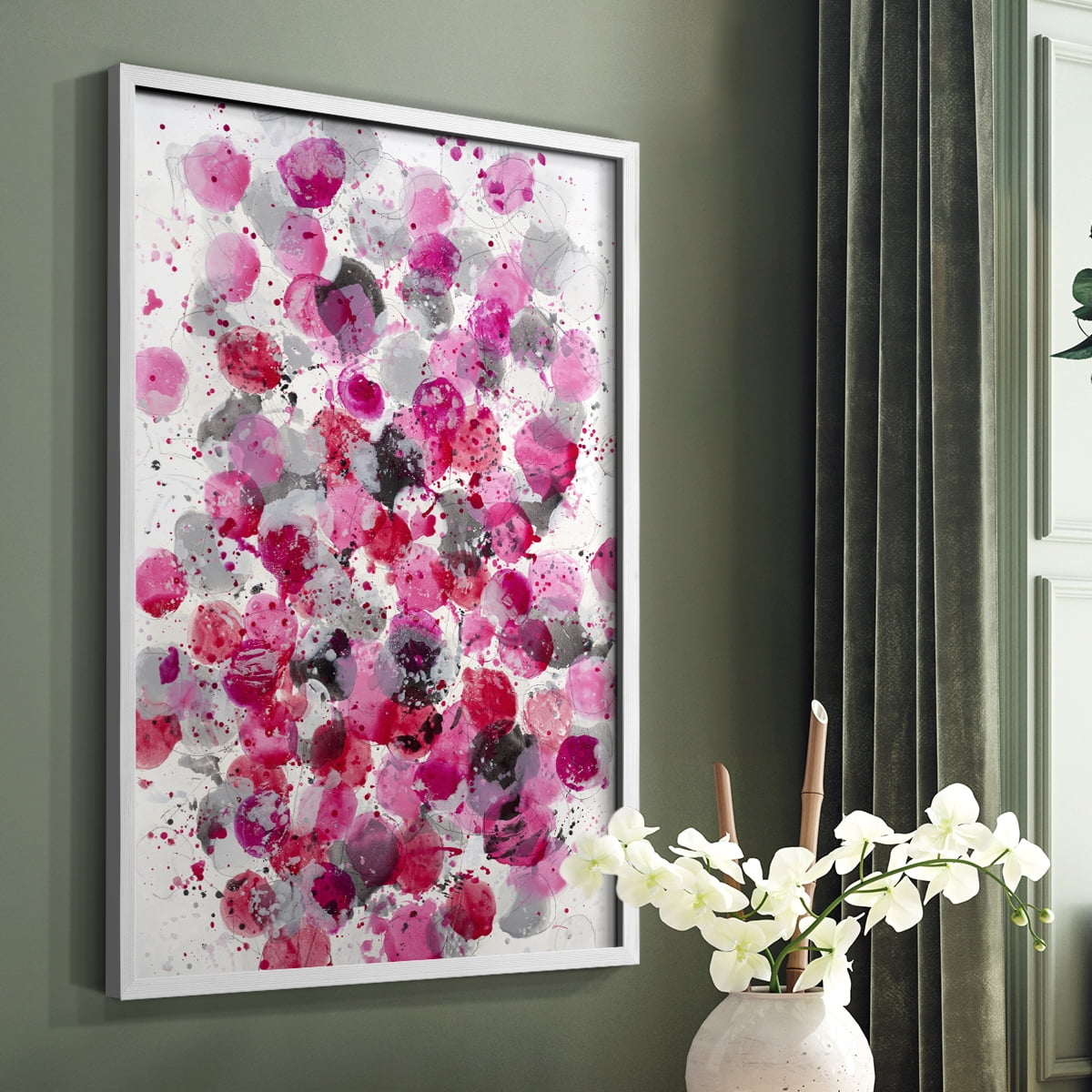 Bouquet Framed Print in White Solid Wood Framed Print No Nail Hanging