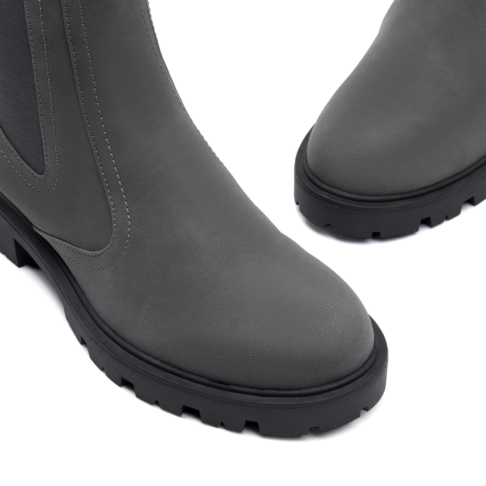 Women's Chunky High Round Toe Chelsea Booties Slip On Elastic Fall Short Boots