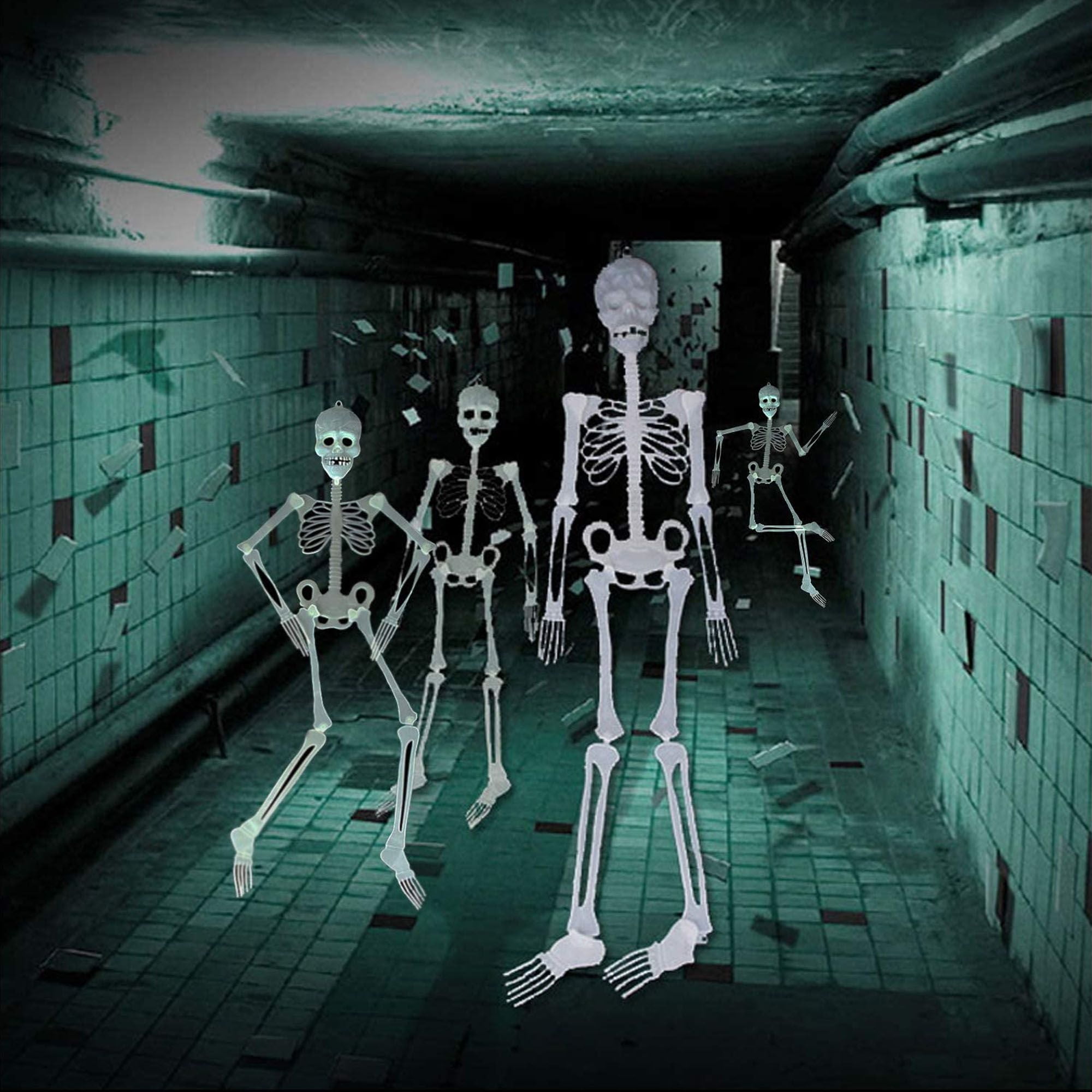 YUJUN Halloween-Skelett 91 Cm, 2 Stück – Beweglich & Gruselig Für Dekoration