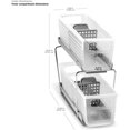 thumbnail image 5 of Organizador multiusos de plástico de 2 niveles con compartimentos de almacenamiento deslizables divididos, organizador compacto debajo del fregadero y del gabinete, Frost, 5 of 5