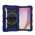 thumbnail image 2 of Allytech for Lenovo Tab M9 9.0" 2023 Rugged Case, Heavy Duty Protective 360° Rotating Stand Case with Pencil Holder & Hand Strap, Soft Silicone Shockproof Anti-Drop Case - Deep Blue, 2 of 6
