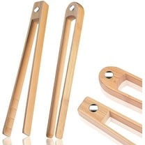 2 Pieces 8.7 Inch Wooden Toaster Tongs With Magnet Magnetic Bamboo Toaster Tongs Wood Toast Tongs Natural Bamboo Kitchen Utensil Accessories for Cooking Bagel Cake Muffin Bread