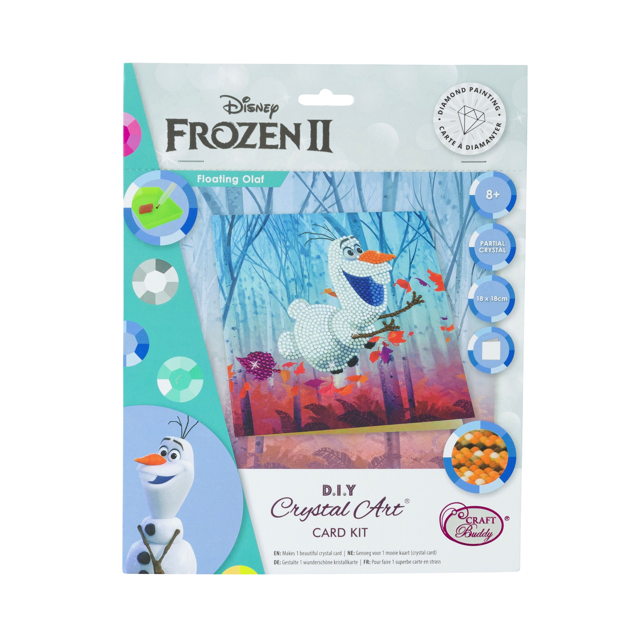 Craft Buddy 18cm DIY Crystal Art / Diamond Painting Card Kit Disney Collection Floating Olaf