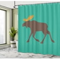 thumbnail image 5 of Ambesonne Moose Shower Curtain, Deer Family and Antlers, 69"Wx70"L, Sea Green Brown, 5 of 5