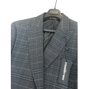 Karl Lagerfeld Paris Men's Black Plaid Modern-Fit Sport Jacket Blazer B4HP $295 (42,Regular)