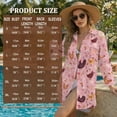thumbnail image 7 of Xoenoiee Pink Rooster Chicken Butterfly Bee Floral Print Womens Button Down Shirts Long Sleeve Blouse Tunic Tops Cover Up Shirt Side Split Loose Beach Bikini Dress, 2XL, 7 of 7