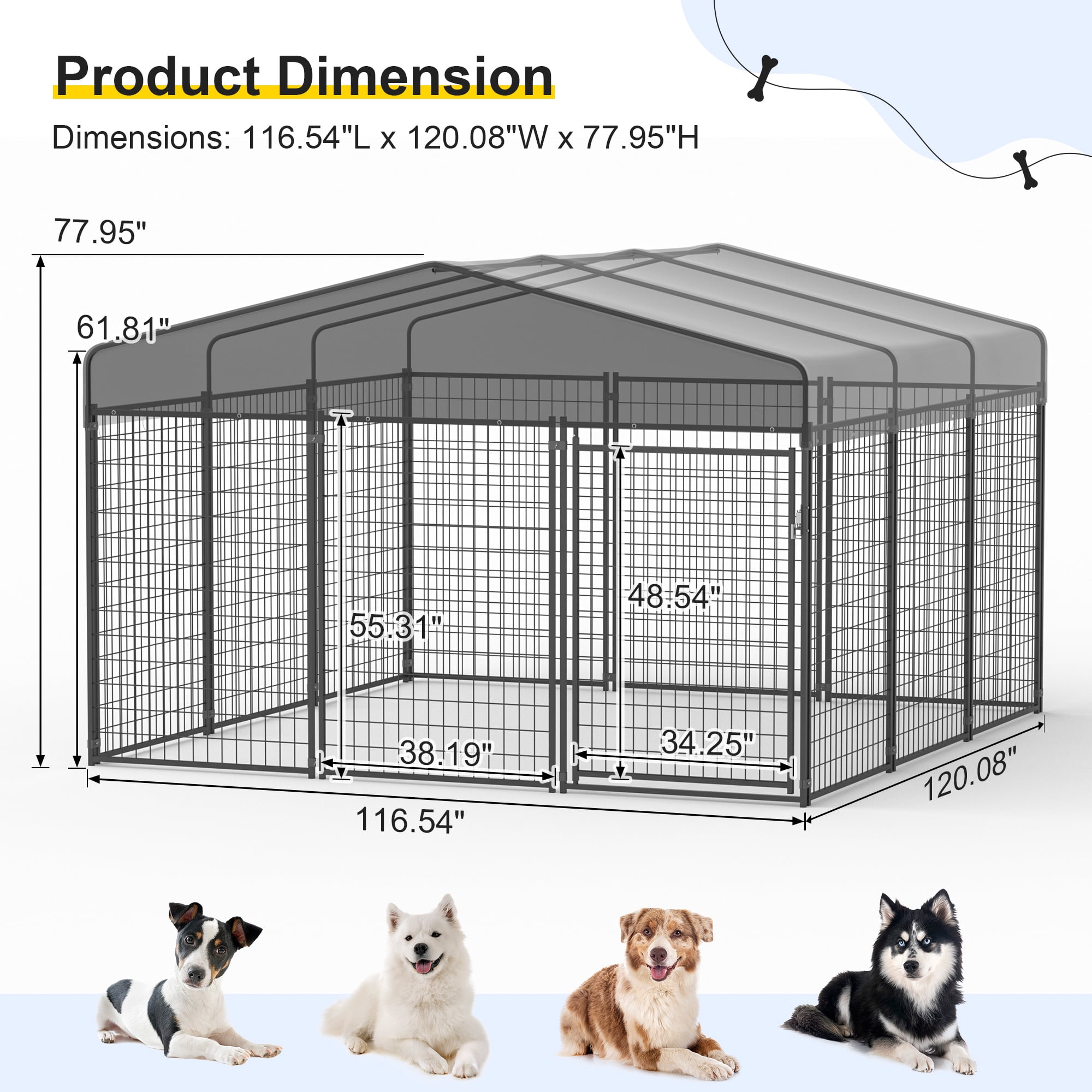 Large Outdoor Dog Heavy Duty Dog House Pet Kennel Steel Fence with Secure Lock