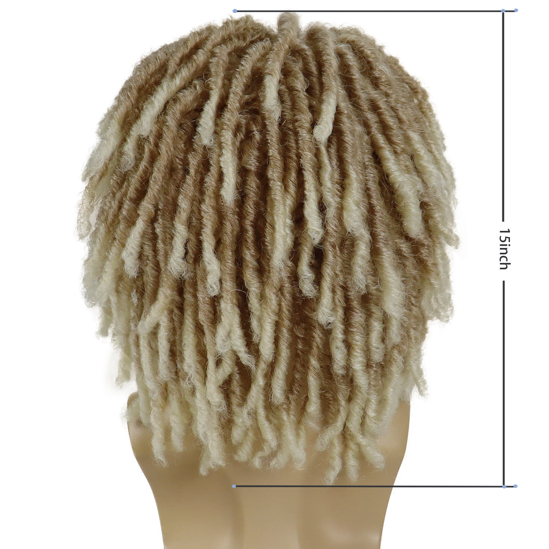 Short Dreadlocks Wigs for Men Ombre Blonde Curly Braided Wig with Bangs