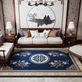 thumbnail image 2 of Living Room Carpet Chinese Style Royal Blue Carpet Nordic Rug Jacquard Bedroom Bedside Non-slip Carpet Coffee Table Floor Mat My Lux Decor Round, 2 of 7
