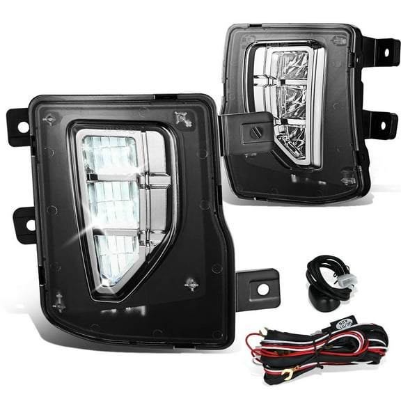 DNA Motoring For 16-19 Chevy Silverado 1500 FULL LED Front Face Bar Fog Lamps Pair Chrome w/Wiring Switch