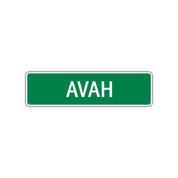 Avah Girls Children Name Letter Printed Plaque Decoration Novelty Label Indoor Outdoor Unique Wall Unique Aluminum Metal Sign 4"x13.5"