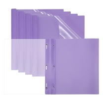 Plastic Report Covers with Prong, 5 Pcs 80 Sheet Capacity Clear Front Presentation Binders, Light Purple