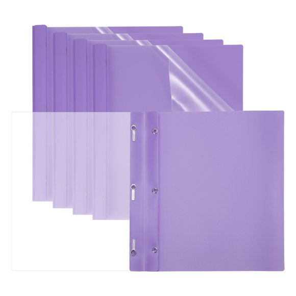 Cubiertas de Informe de Plástico con Sujetador, 5 Pcs Capacidad de 80 Hojas Carpetas de Presentación Transparentes, Púrpura Claro