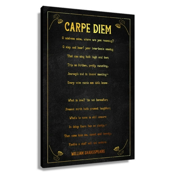 Carpe Diem Poem Wall Decor William Shakespeare Quote Wall Art Poetry Poster Painting Canvas Decorations for Living Room Vertical Pictures for Bedroom Unframed 12×18 in