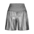thumbnail image 5 of YYDGH Womens Sequin Shorts Elastic High Waisted Pleated Ruffle Cute Shorts Beach Flowy Casual Glitter Sparkly Shorts Silver XL, 5 of 6