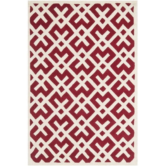SAFAVIEH Chatham Jackson Geometric Wool Area Rug, Red/Ivory, 4' x 6'