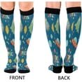 thumbnail image 2 of 1 Pairs Funny Dinosaur Space Compression Socks for Women Men Knee High Stocking for Running, Athletic, Medical Gift, 2 of 7